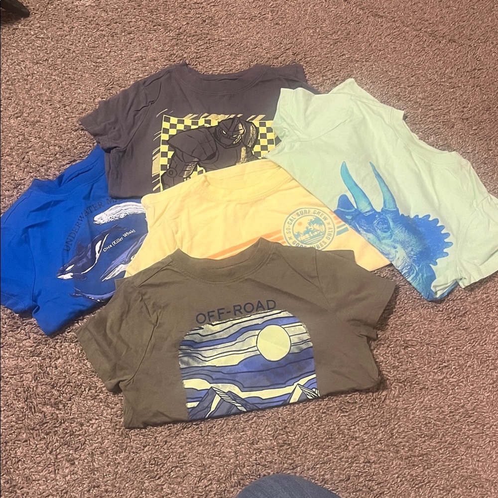 Carter's Boys Short Sleeve Graphic Tees - Blue, Yellow, Green & Gray Mix